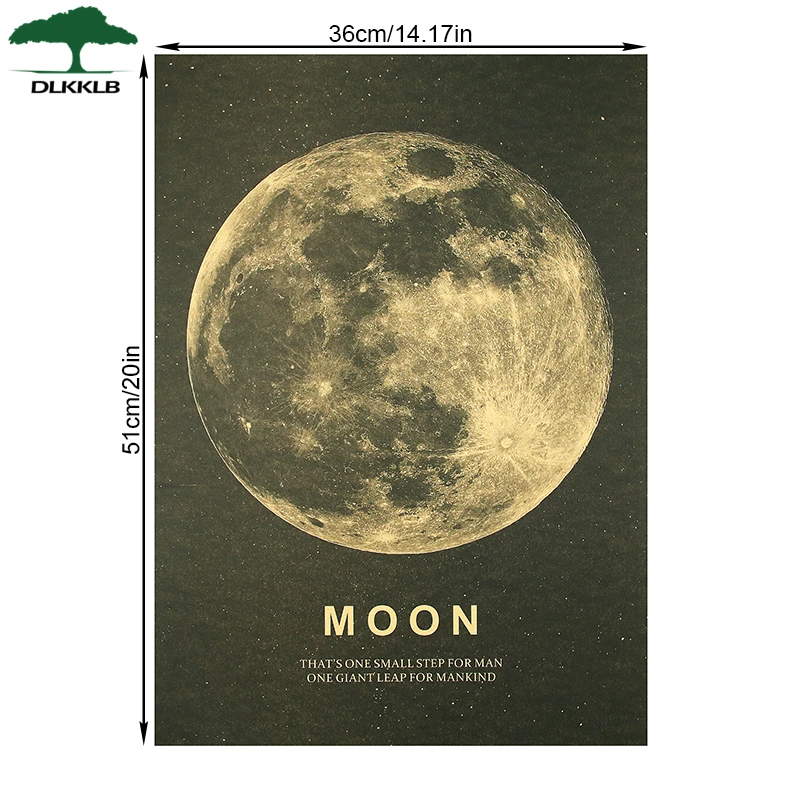 DLKKLB Moon Классический плакат отличный шаг для людей крафт-бумага Винтажный стиль Наклейка на стену 51x36 см домашний бар Кафе Декор Живопись