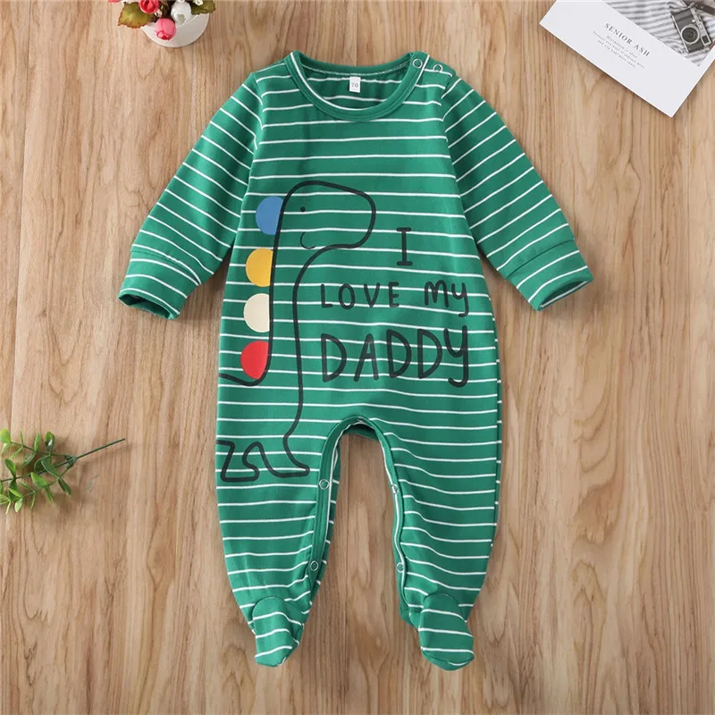

2020 Newborn Infant Baby Boy Girl Animal Print Long Romper Jumpsuit Cotton Letter Stripe Clothes Outfit Spring Autumn