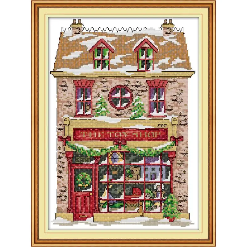 Рождественский игрушечный дом Набор для вышивки крестом Aida 14ct 11ct набор рукоделия