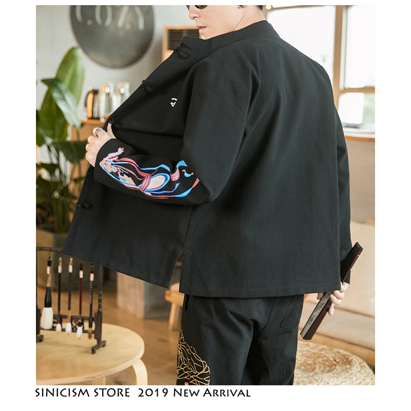 Sinicism магазин мужской Летающий богиня принт 2019 осенние куртки мужские s свободные