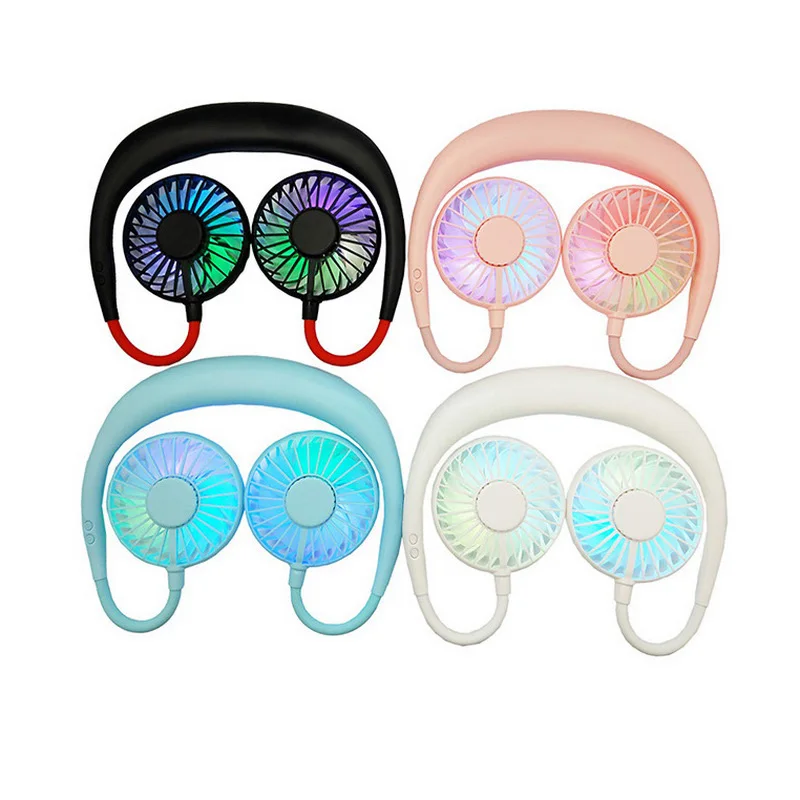 USB портативный вентилятор без рук для шеи подвешивания зарядка через usb мини