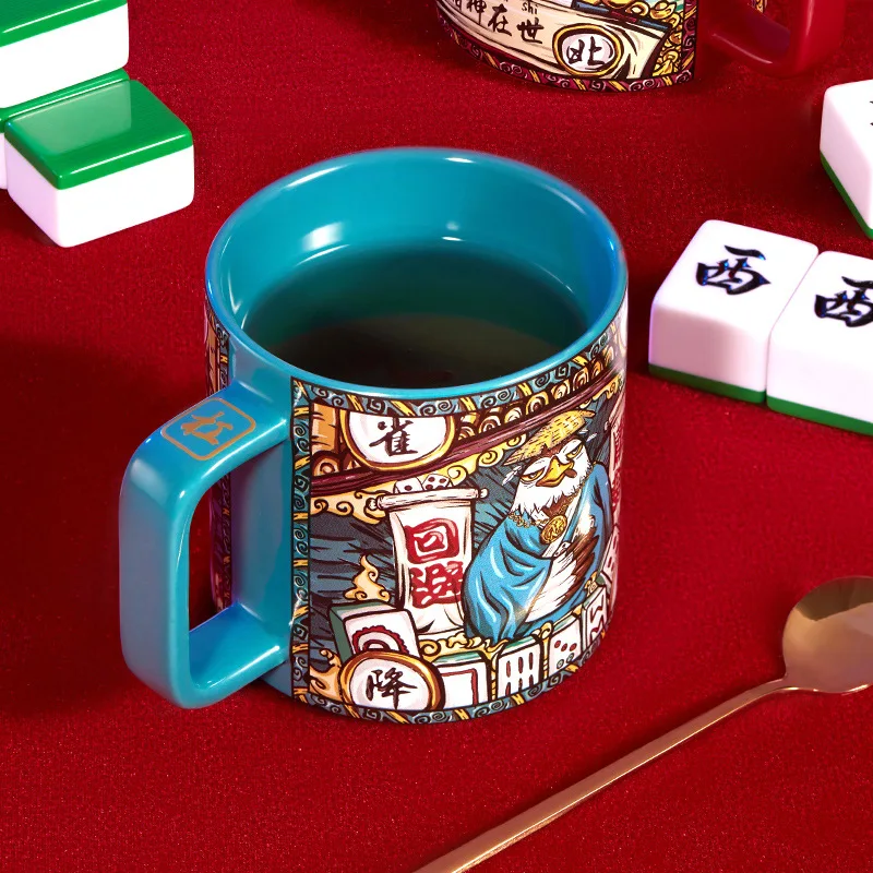 

Fashion Mug Personalized Creativity Guochao Couple Ceramic Cup Drinking Water with Spoon Gift Box