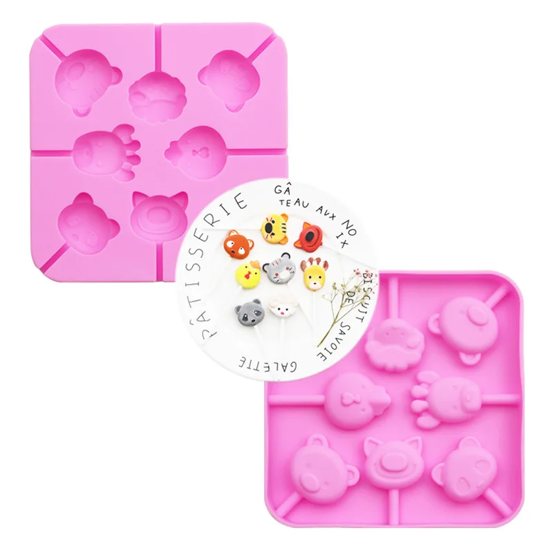 

8 Even Animal Collection Silica Gel Lollipop Mold Chocolate Mold XG275