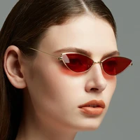 hkna alloy cat eye sunglasses women 2022 retro metal small sun glasses women luxury designer eyeglasses womenmen vintage oculos