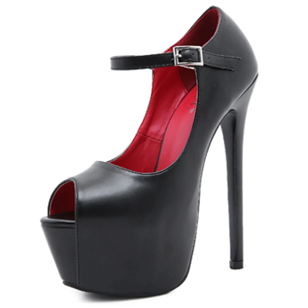 

SaraIris Black Buckle Strap Platform Sandals Women Stiletto High Heel Mature Fashion Sandals Ladies Shoes