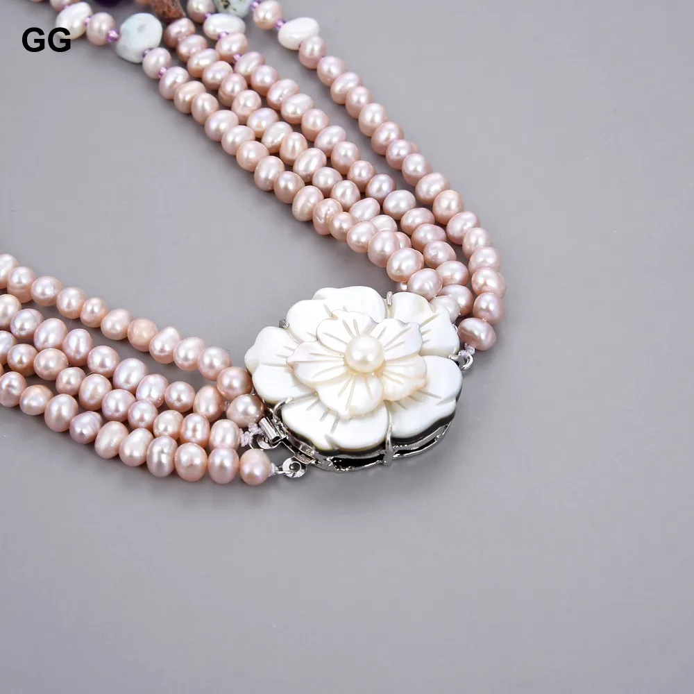 Ожерелье GG Jewelry для женщин колье из натурального синего ларимара с 4 жемчужинами 20