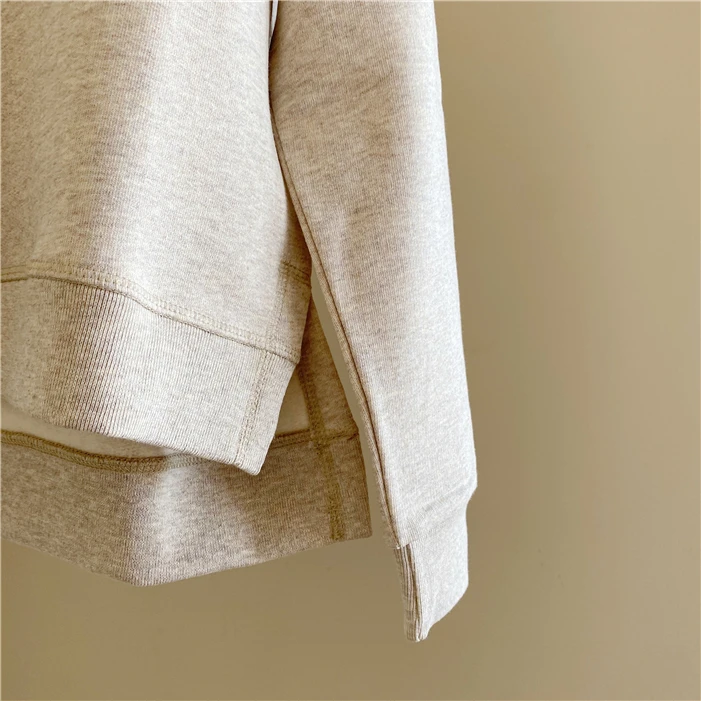 

2021 Women Cat Print Sweatshirt Hem Split Cute Long Sleeve Loose Spring O-neck Pull Tops