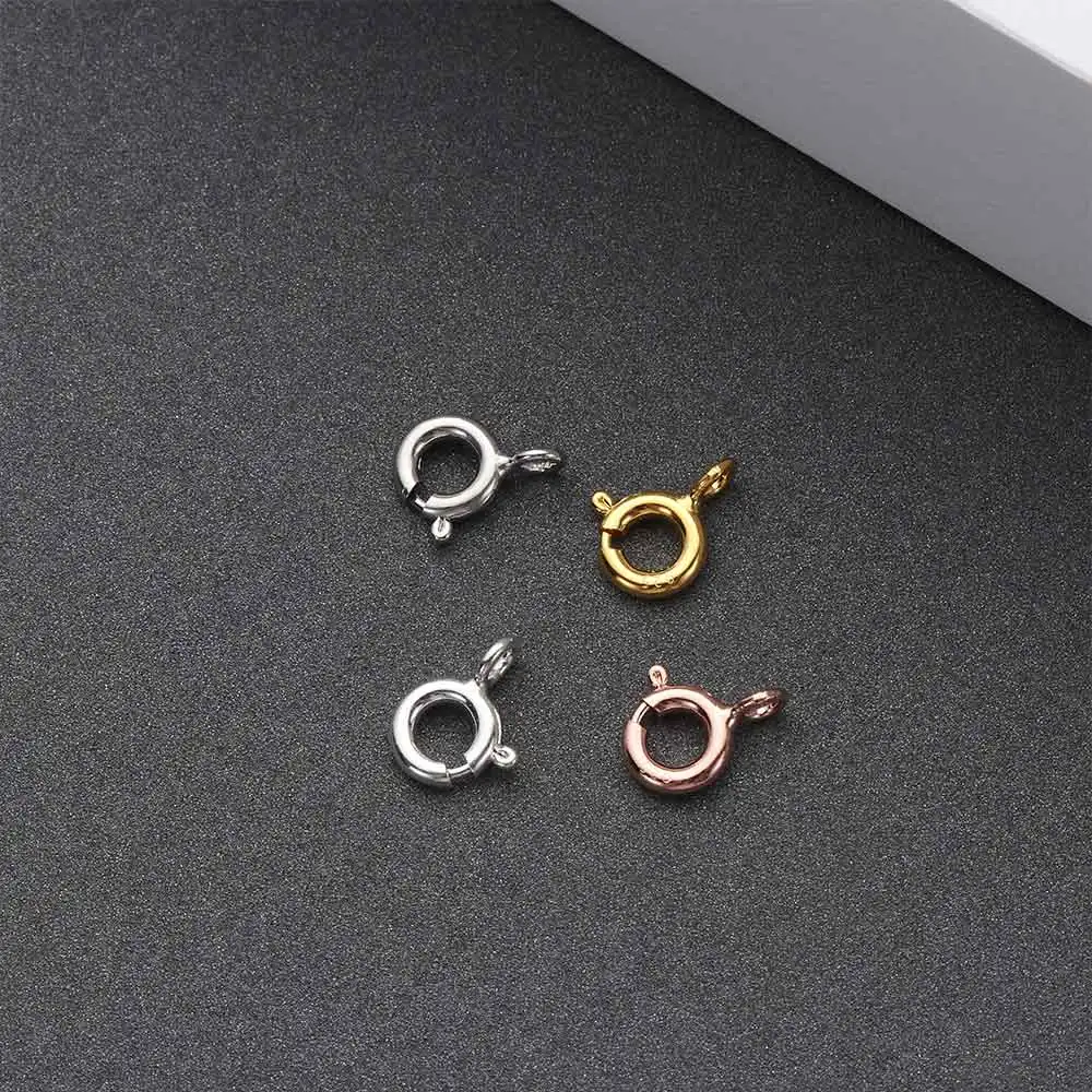 

1Pcs 5/6mm S925 Sterling Silver Spring Ring Clasp with Open Jump Ring Jewelry Clasp for Necklace Clasps Hooks for Jewelry Making