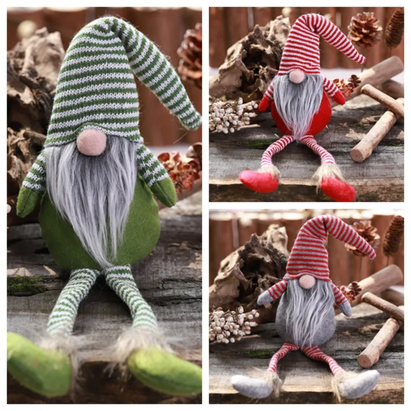 Рождество шведский Санта Клаус Tomte Gnome плюшевые куклы длинные ноги ручной работы коллекционные куклы рождественские украшения для дома