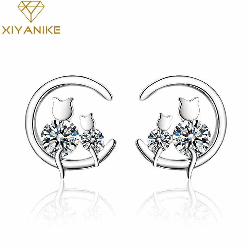 

Серьги-гвоздики женские из серебра 925 пробы с кристаллами
