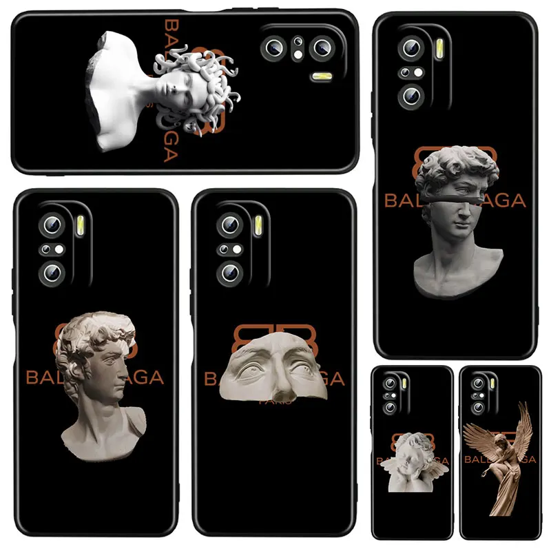 

Luxury fashion statue For Xiaomi Redmi 10 10X Pro 9T 9C NFC 9A 9 8A 8 7 6 5 Plus 4X Silicone Soft Black Phone Case