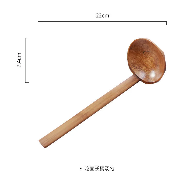 

Long Spoon Handle Wooden Natural Solid Wood Big Spoon Turtle Shell Hot Pot Japanese Spoon Soup Spoon Wooden Ajisen Noodle Spoon