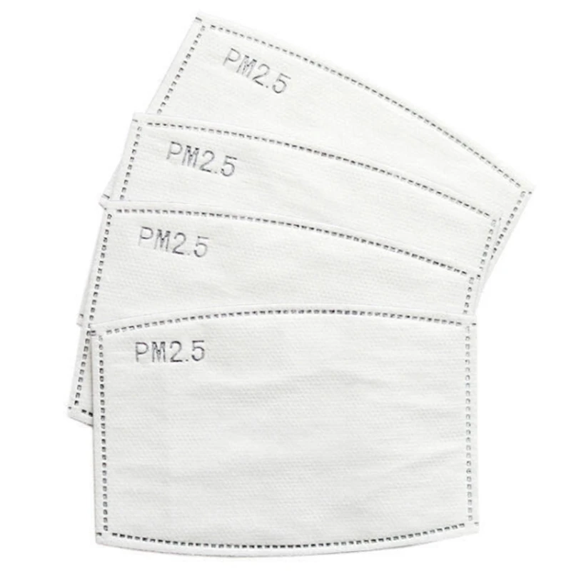 

Hot 100Pcs PM2.5 Filter Sheet Activated Carbon Filter 5 Layers Protection Pad Anti Pollution Masque Anti Virus Mouth Mask Mat