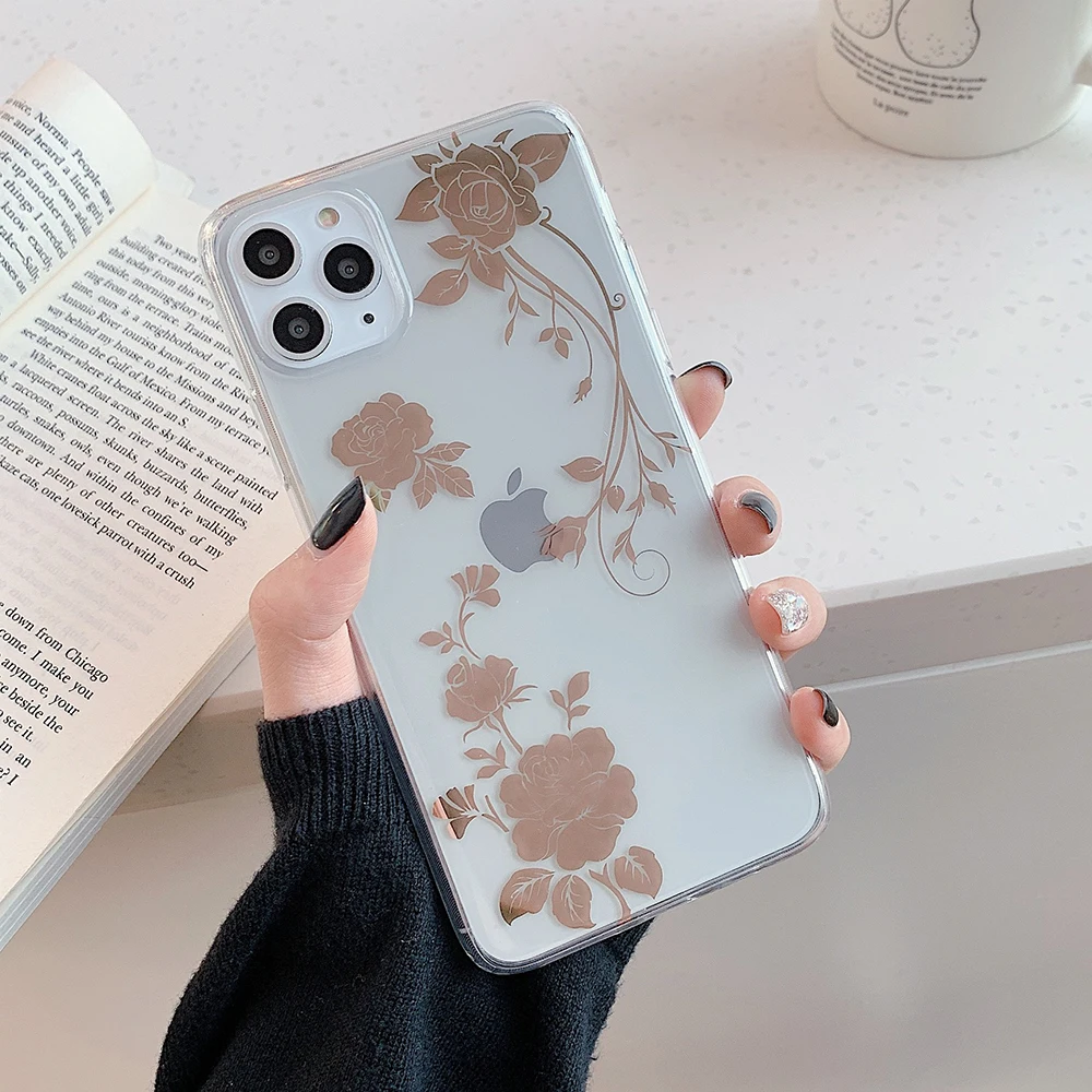 LOVECOM гальванический цветок лист геометрический чехол для телефона iPhone 11 Pro Max XR XS X