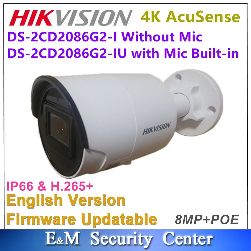 Оригинал Международный Hikvision AcuSense DS 2CD2086G2 I и IU 4K POE 8MP IP66 фиксированный круглые
