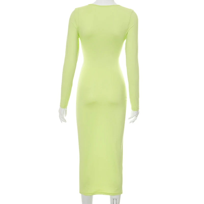 

Cutenove Sexy Party Club Bodycon Dresses For Women's 2021 Summer Clothing Hollow Out V-Neck Mixi Dress Female Streetwears