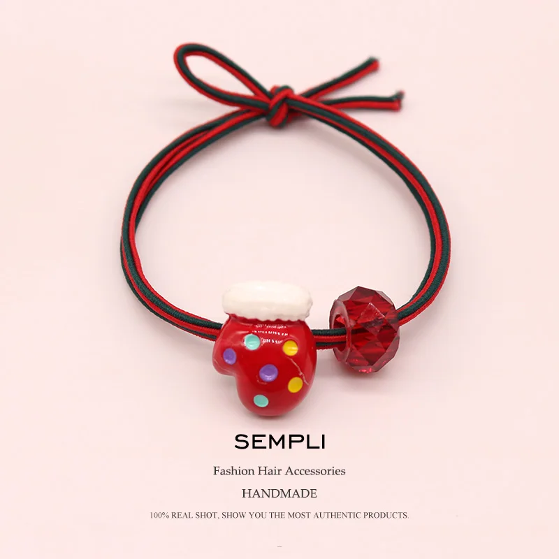 Gloves Sempli, 22 вида, высокие нейлоновые резинки, рождественский сезон, колокольчик, эластичные резинки для волос, для женщин, девочек, Санта Клаус, Рождественская елка, головные уборы - Цвет: Gloves