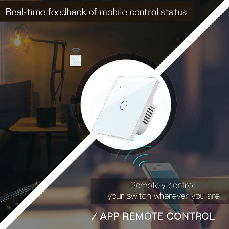 Wi Fi Smart Touch переключатель дистанционного Управление 1/2/3/4 Gang 2 позиционный AC 100V/220V