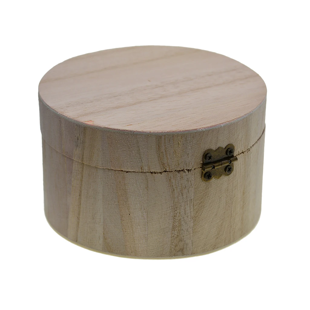 Неокрашенный деревянный ящик для хранения круглый чехол ювелирных изделий