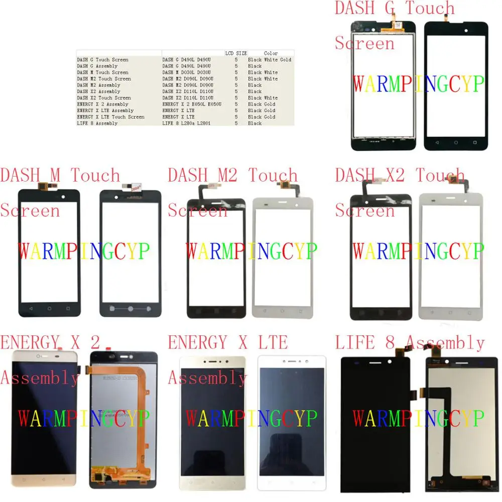 Touch Screen LCD Display Assembly For BLU DASH G M2 X2 ENERGY LTE LIFE 8 D490L D490U D030L D030U D090L D090U D110L D110U E050L E | Мобильные