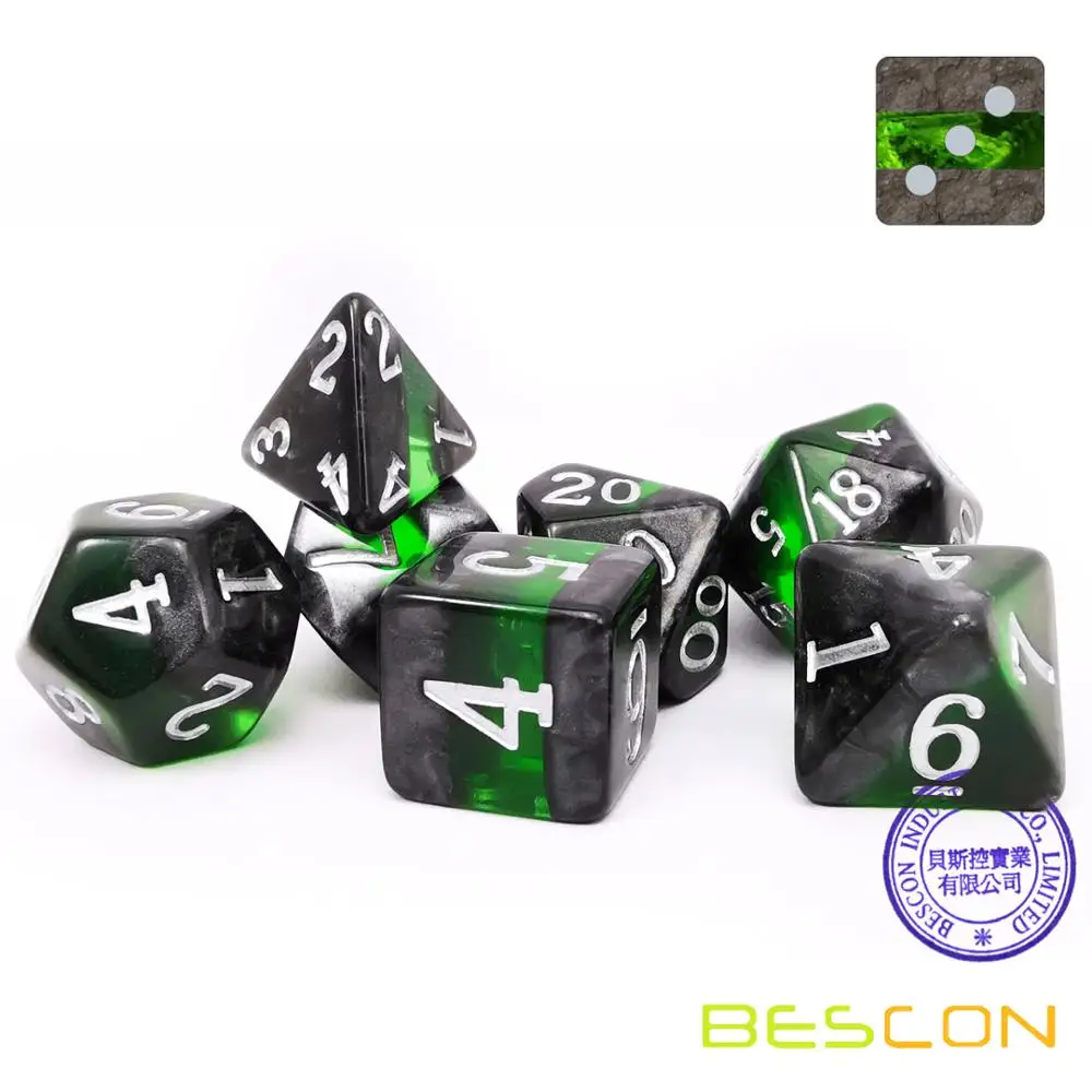 Bescon Набор из 7 многогранных кубиков для D & с драгоценными камнями и RPG игровые