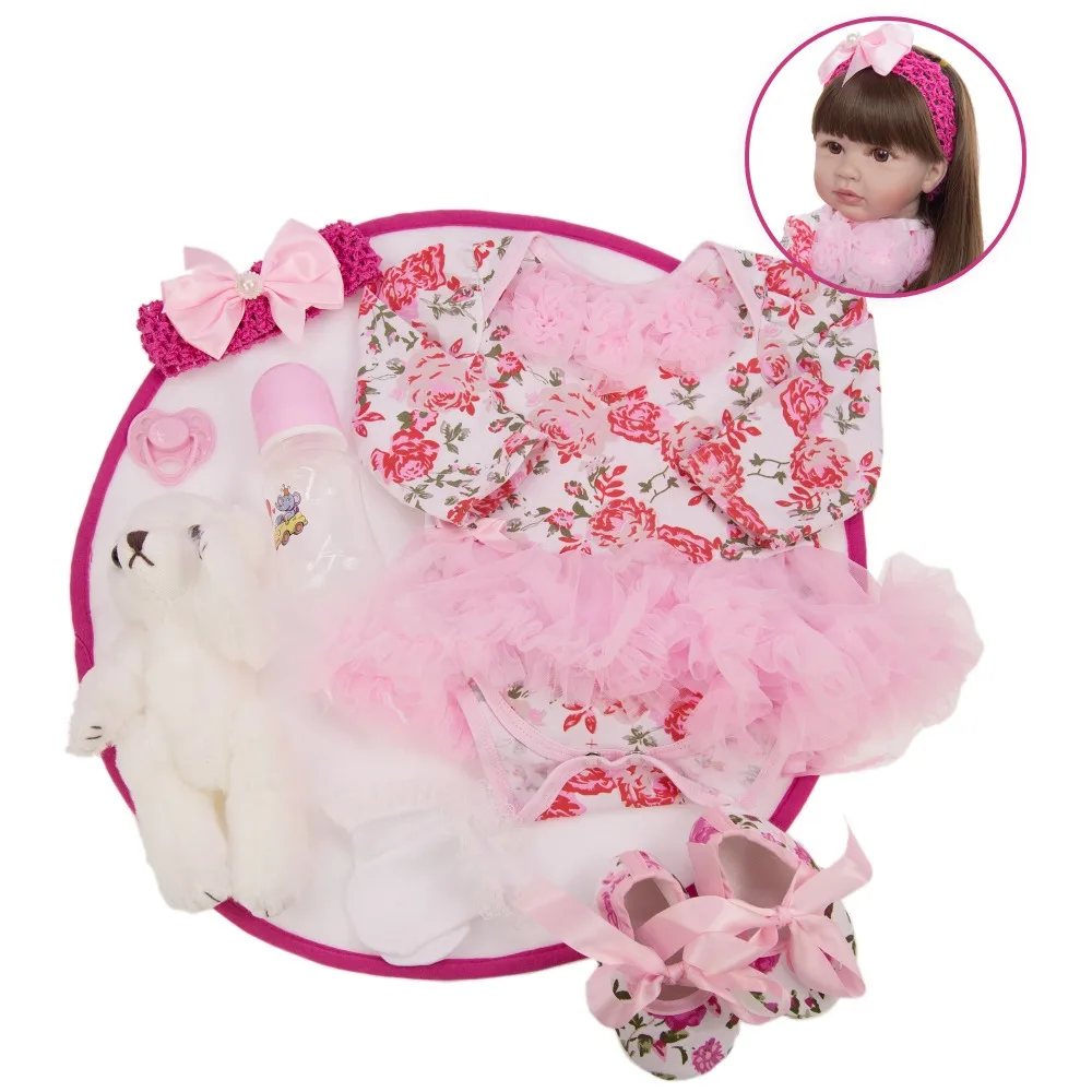 KEIUMI мода 24 дюйма Reborn Baby Dolls 60 см силиконовый виниловый младенец получивший новую жизнь реалистичная модель принцессы с 2 комплектами одежды