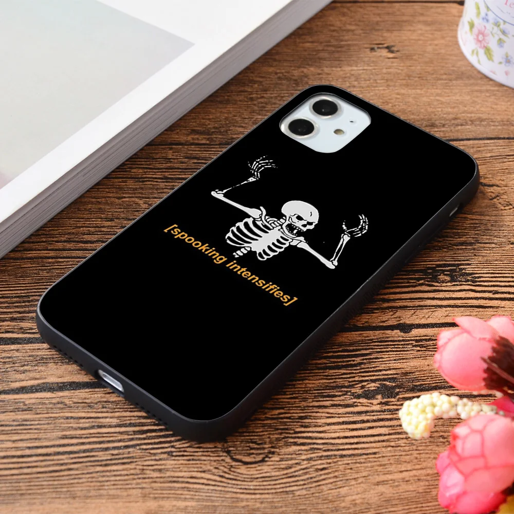 

For iPhone Spooking Intensifies Spooky Scary Skeleton Meme Soft TPU border Apple iPhone Case