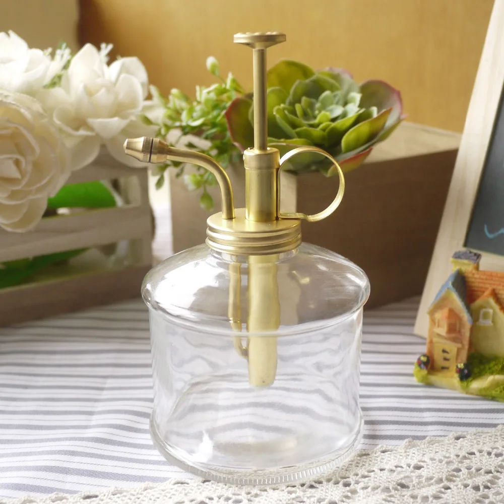 

Маленький Стеклянный горшечный распылитель, медный горшок для полива, ретро садовый инструмент, суккуленты