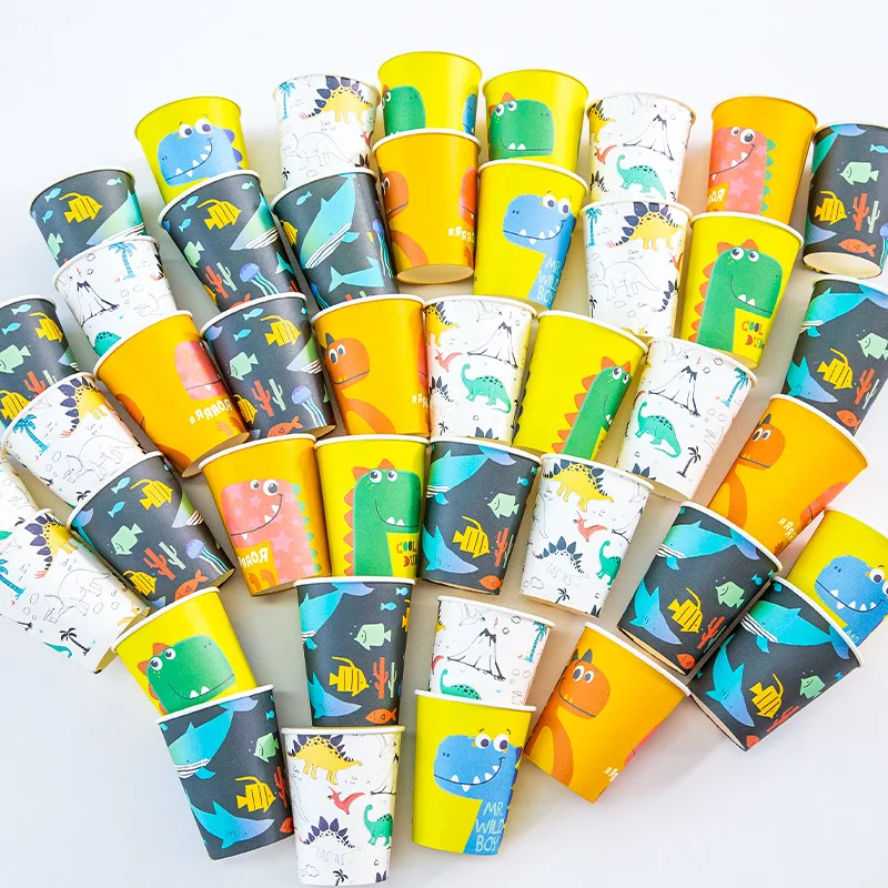 8 шт. животный узор одноразовые бумажные стаканчики посуда принадлежности для