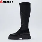 Женские сапоги до колена на толстой подошве, Размеры 35-40