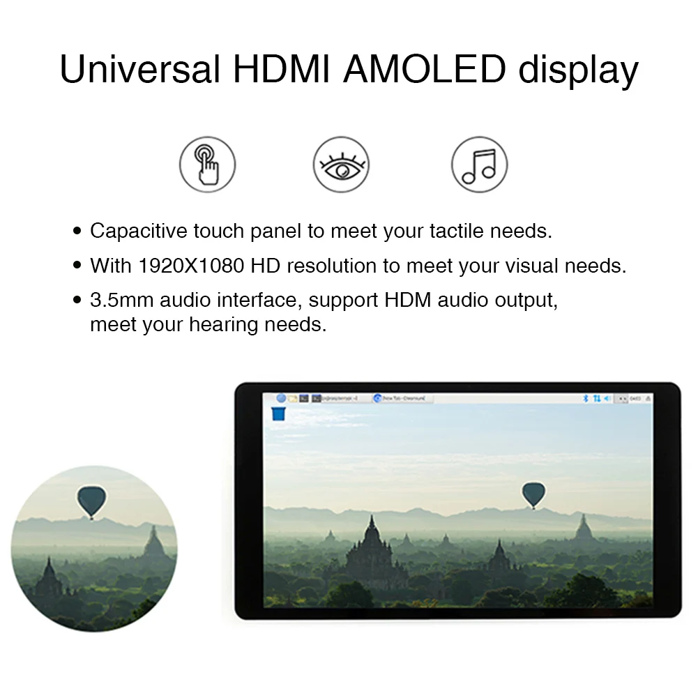 HD LCD Display Monitor Easy Install Multi PC Capacitive Touch Screen 6H Hardness 5.5inch HDMI AMOLED For Raspberry Pi 4 | Компьютеры и