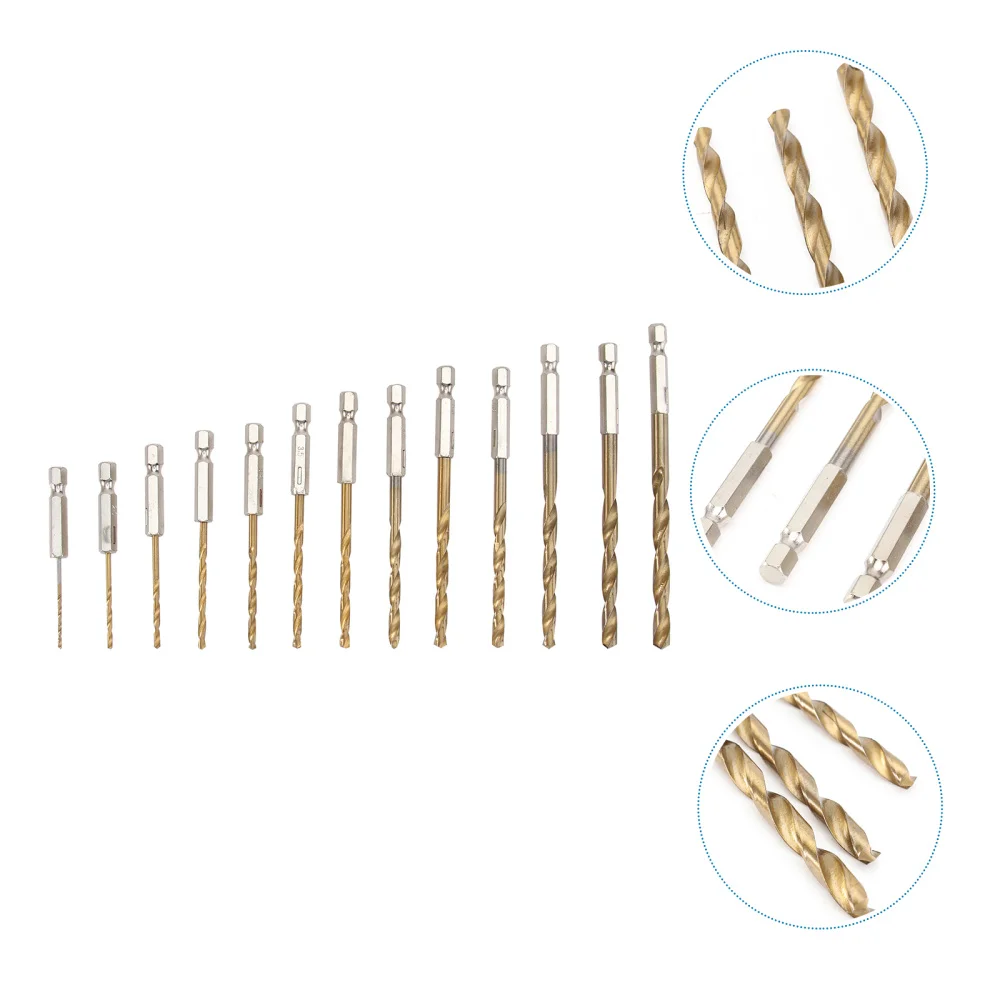 

13 PCS Hex Precision HSS Drill Bit Set Titanium Coated High Steel Drill Set for Metal Wood Aluminum Copper S