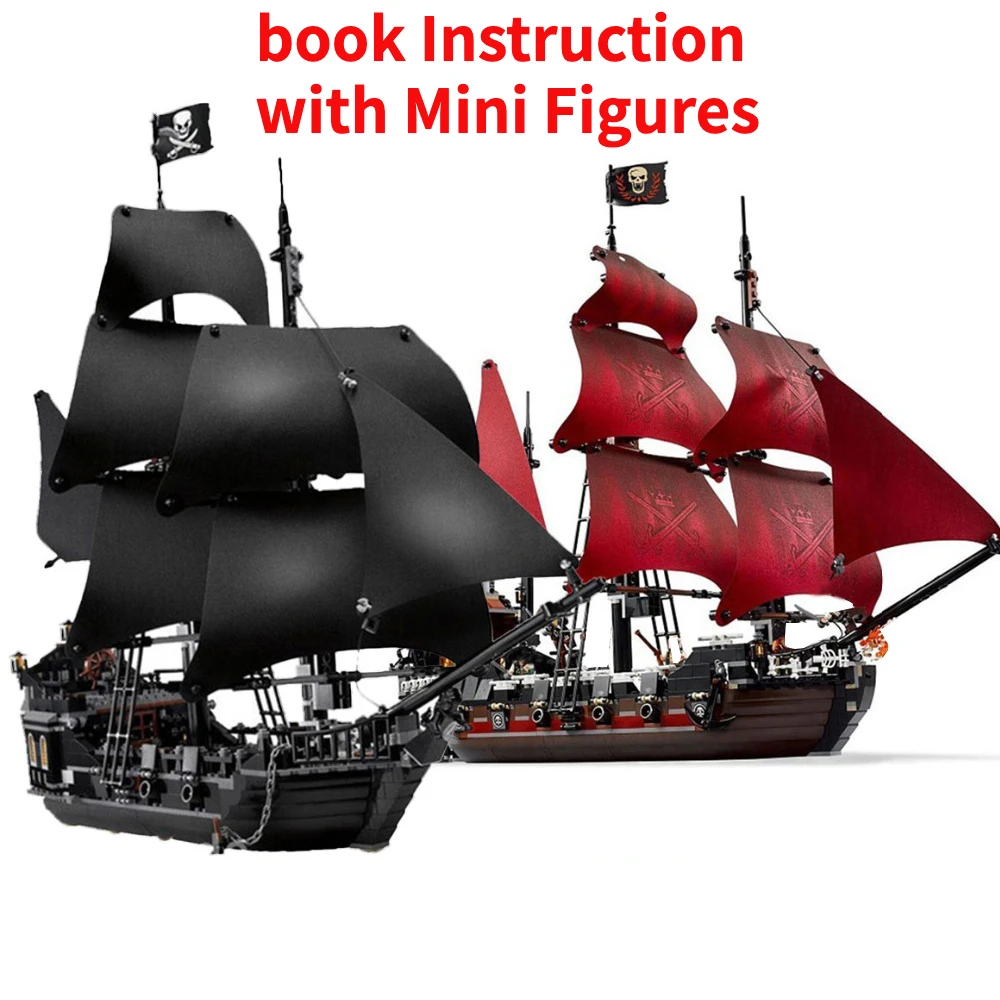 

Black Pearl Ship Compatible with Pirates Ships 4184 4195 Caribbean Model Building Blocks with Figures Birthday Gifts Kids Toys
