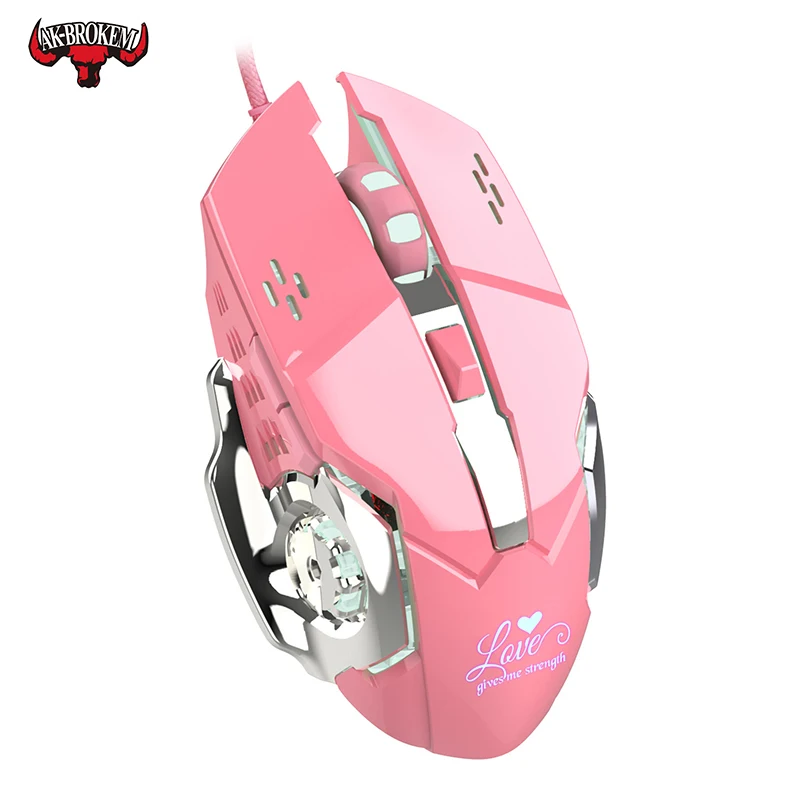 Розовая Проводная игровая мышь 3200 dpi регулируемая, USB, проводная мышь Профессиональный геймер мышь светодиодный подсветка для компьютера ПК ноутбука