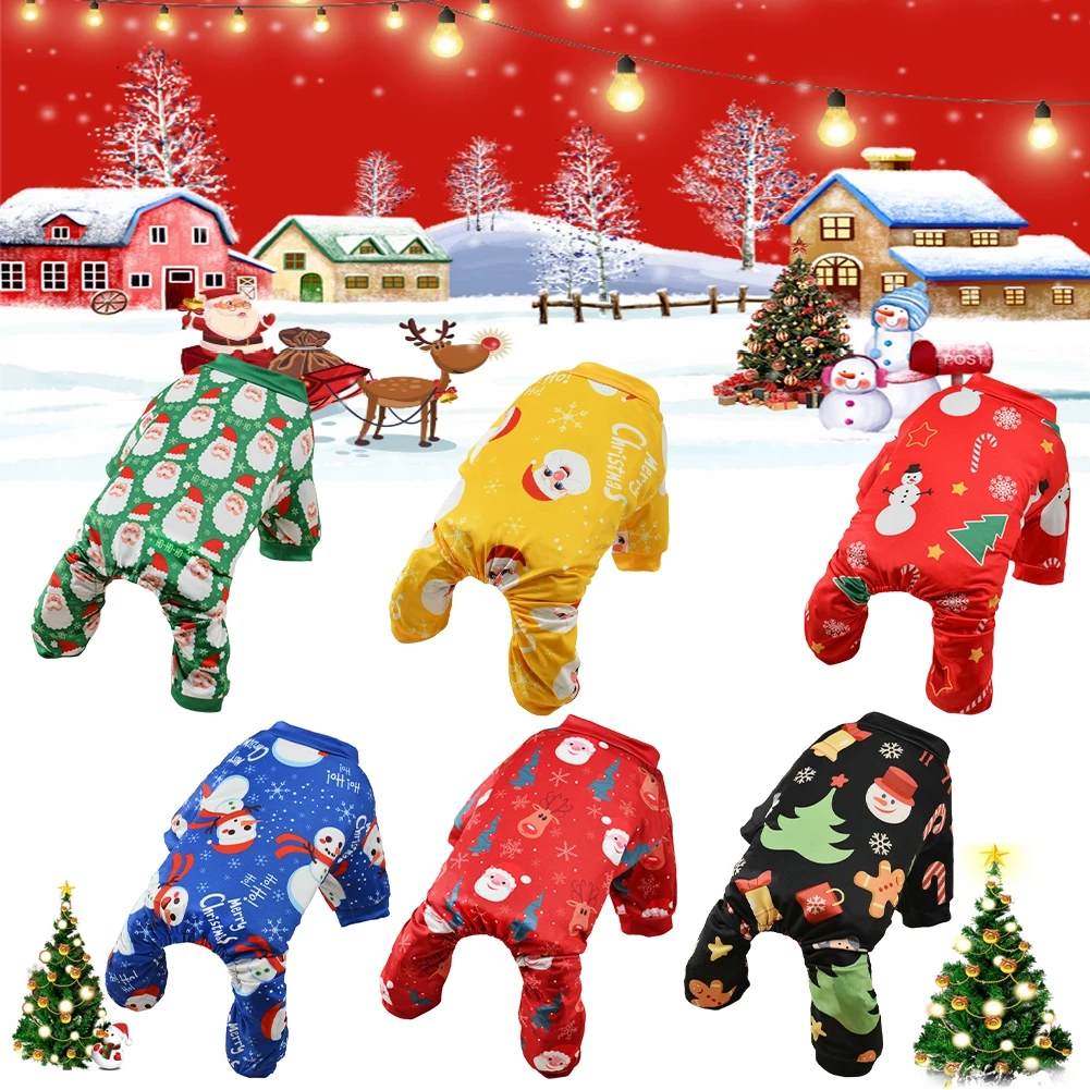 

Christmas Dog Jumpsuit Pet Pajamas Clothes Dog Santa Claus Snowman Puppy Rompers Bodysuit Puppy Clothes Shirt Dog Apparel