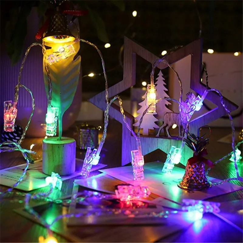 

Pegs String Lights LED Clip Cards Photos Holder Bright Fairy Lights Christmas Wedding Birthday Party Valentine's day Decoration