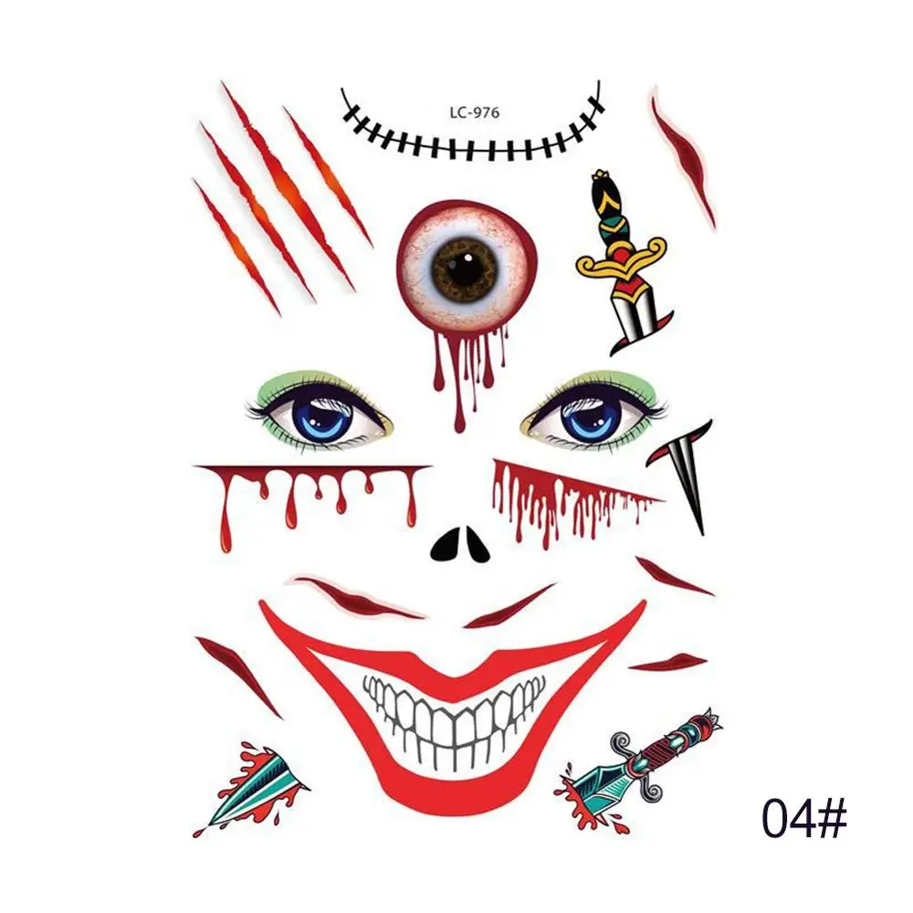 New Halloween Holiday Face Makeup and Terror Spider Scar Mask Design Fake Temporary Waterproof Tattoo Sticker | Красота и здоровье