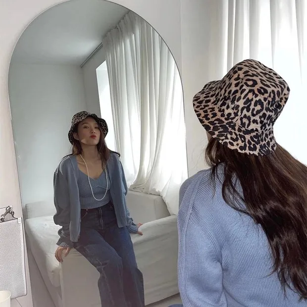 

2021 summer women's new leopard print simple fisherman casual hat