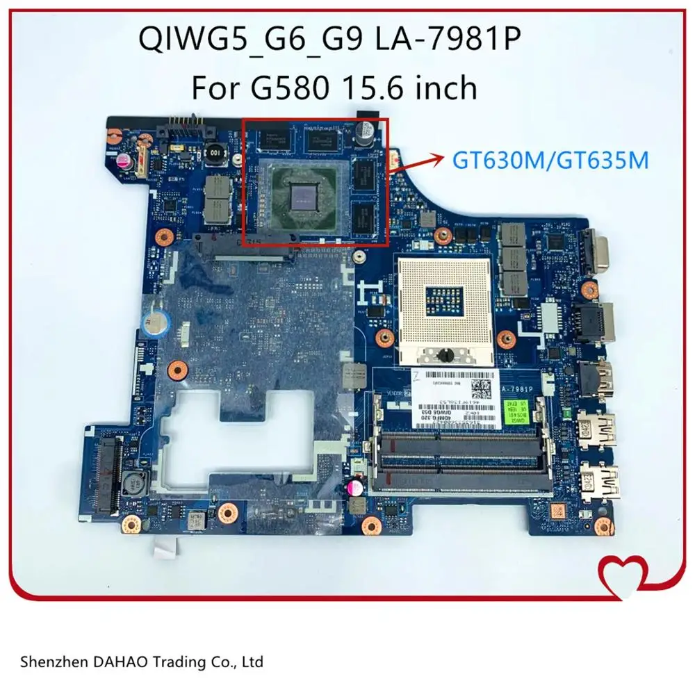 

LA-7981P LA-7988P материнская плата для ноутбука Lenovo Ideapad G580 с HM76 DDR3 GT630M/GT635M 2GB-GPU 100% полностью протестирована