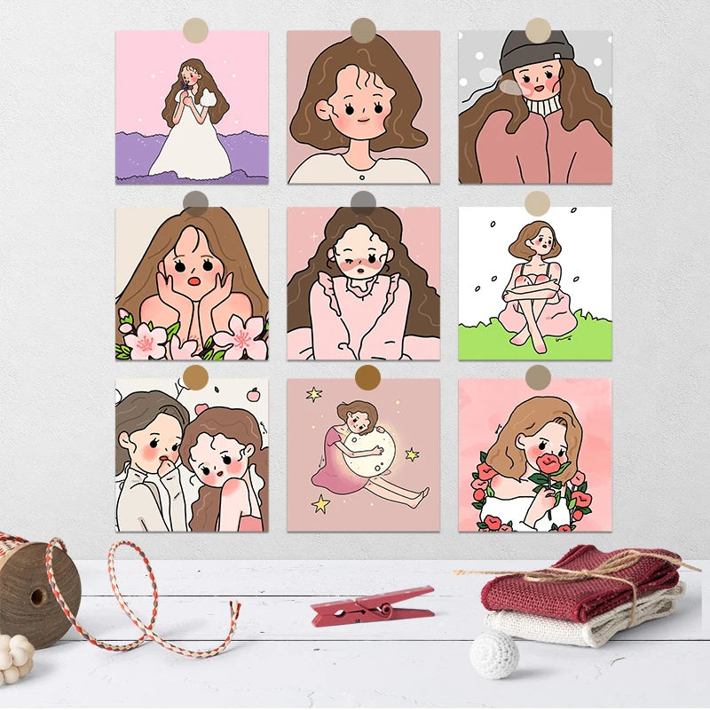 

9Pcs/Lot Korean Lovely Girl Heart Sticker DIY Scrapbooking Album Junk Journal Planner Decorative Stickers