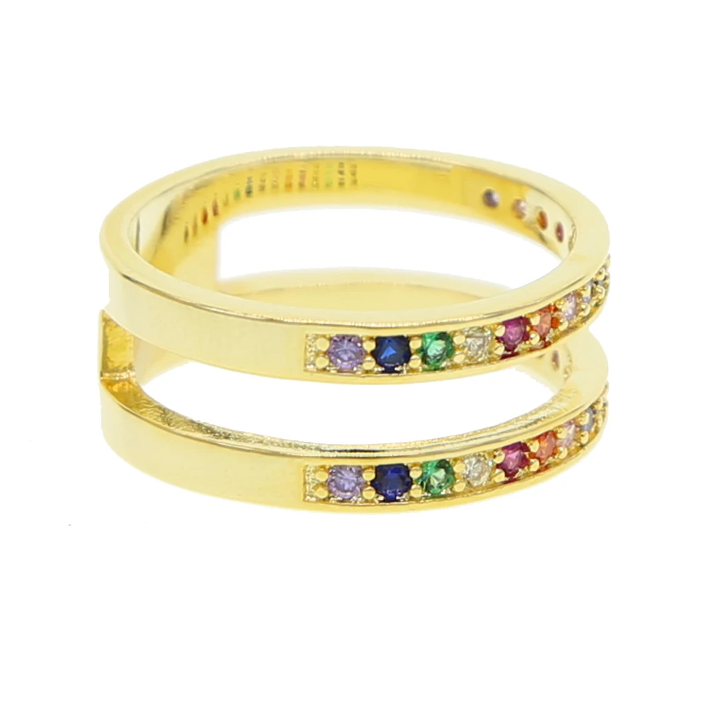 Женское кольцо с разноцветными фианитами разноцветное на палец надписью день