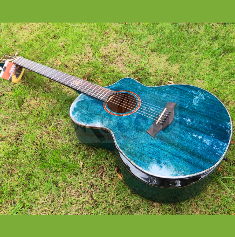 

41 Size Solid Top Acoustic Guitar with Armrest in Blue colour