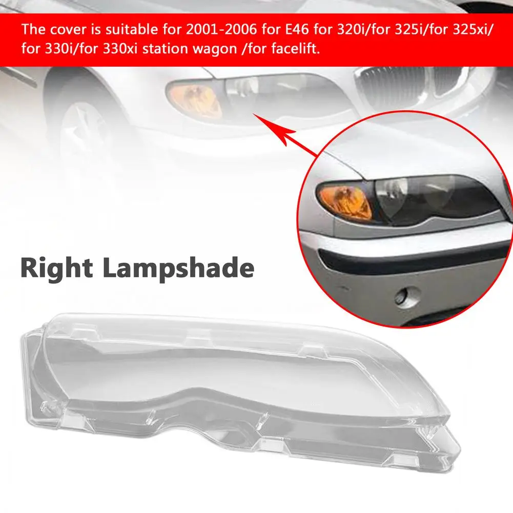 

New 1 Pcs Car Headlight Lens Glass Cover Left Right Lampshade Replacement Auto Waterproof Protective Shell Product For E46
