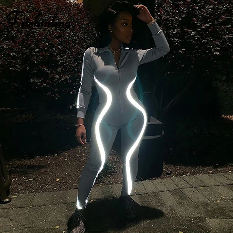 Спортивный спортивный комбинезон с эффектом пуш ап и отражающим для