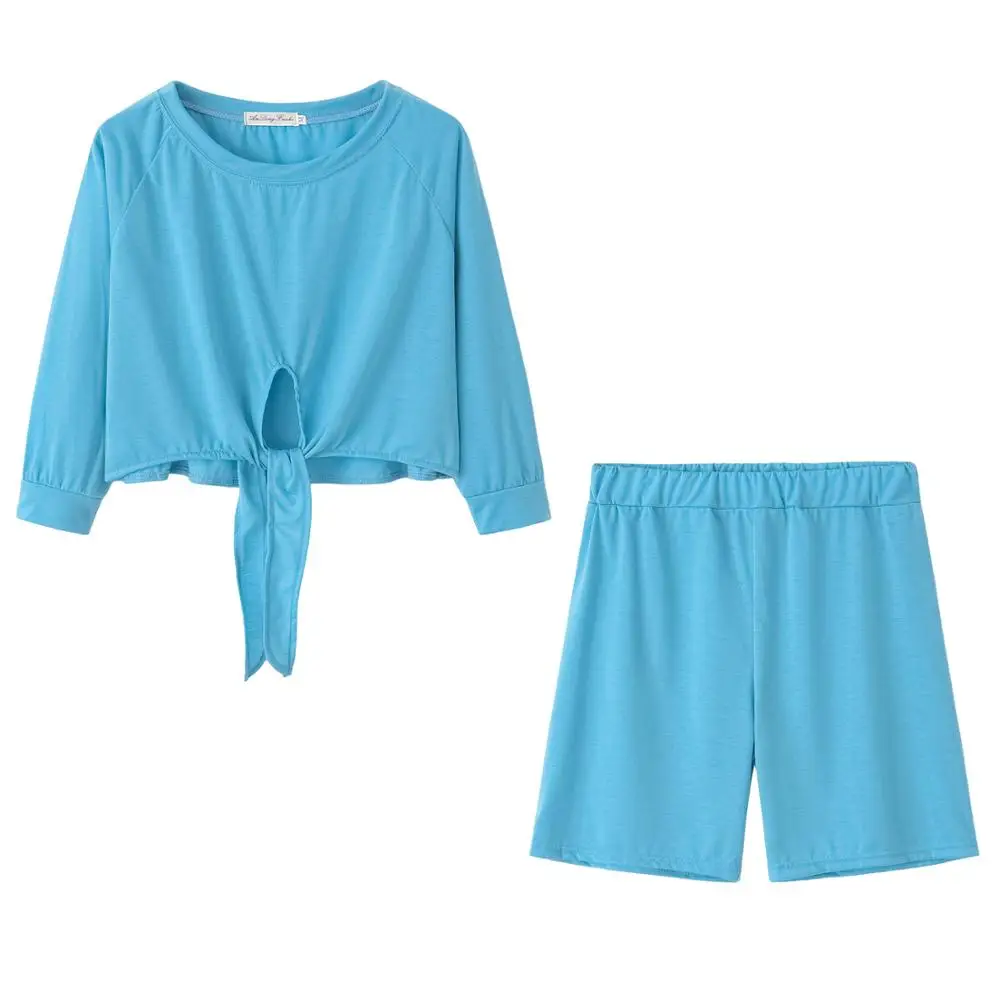 

XUANSHOW 2020 Fashion Two Piece Set Women Sexy Summer Style Solid Colors Crop Top Shorts Sportswear Jogger Set Tracksuit Outfit