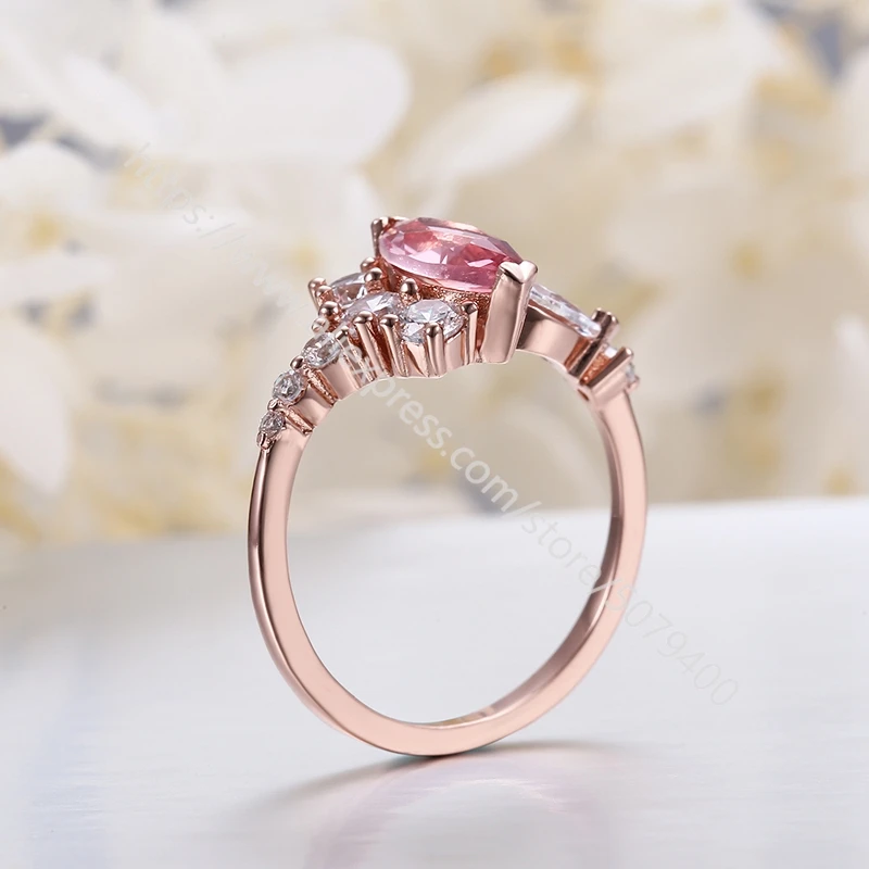 

Amaranth Stacking Rose Gold Ring Minimalist Dainty Ring Stackable Delicate Marquise Ring Cubic Zirconia pink CZ rings