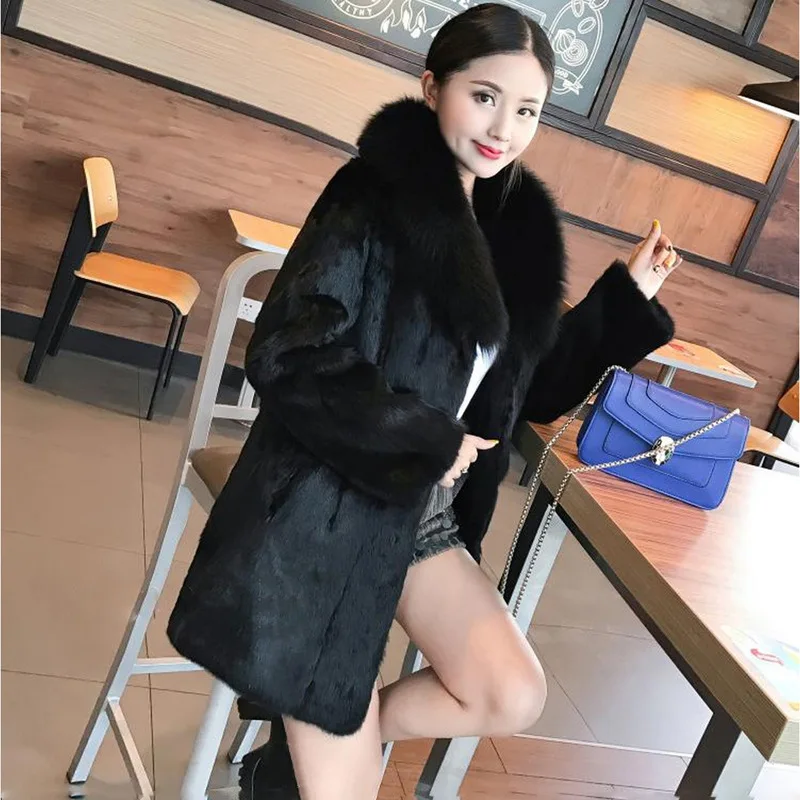 Женская шуба из натурального меха норки и длинная Шуба с длинными рукавами