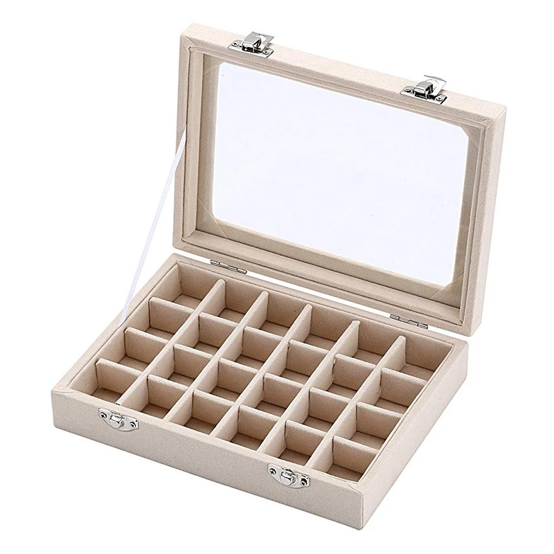 Бархатная стеклянная шкатулка для ювелирных изделий коробка хранения сережек |