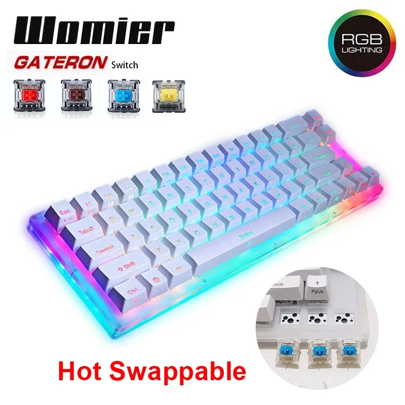 Womier K66 клавиша Горячая замена Механическая игровая клавиатура Tyce C Проводная RGB