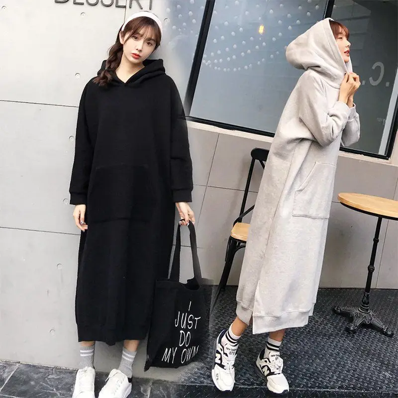 

Extra Large Hoodies For Women Loose Autumn Sportswear Winter Thick Sweatshirt Hooded Sweater Pullovers Long Sleeve Outwear
